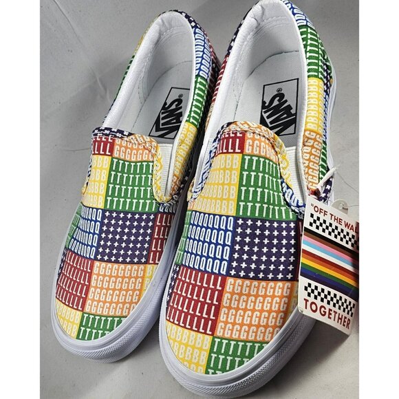 Vans Men\'s Pride  Classic Slip On Multi True White Canvas Shoes Size W 8/M 6.5 main image 11